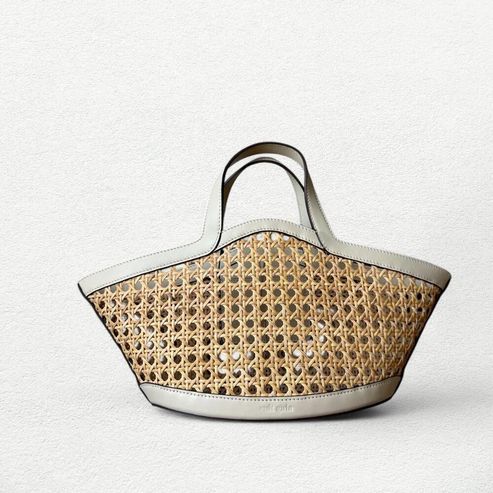 Cult Gaia Mini Yara Tote Bag in Natural & White